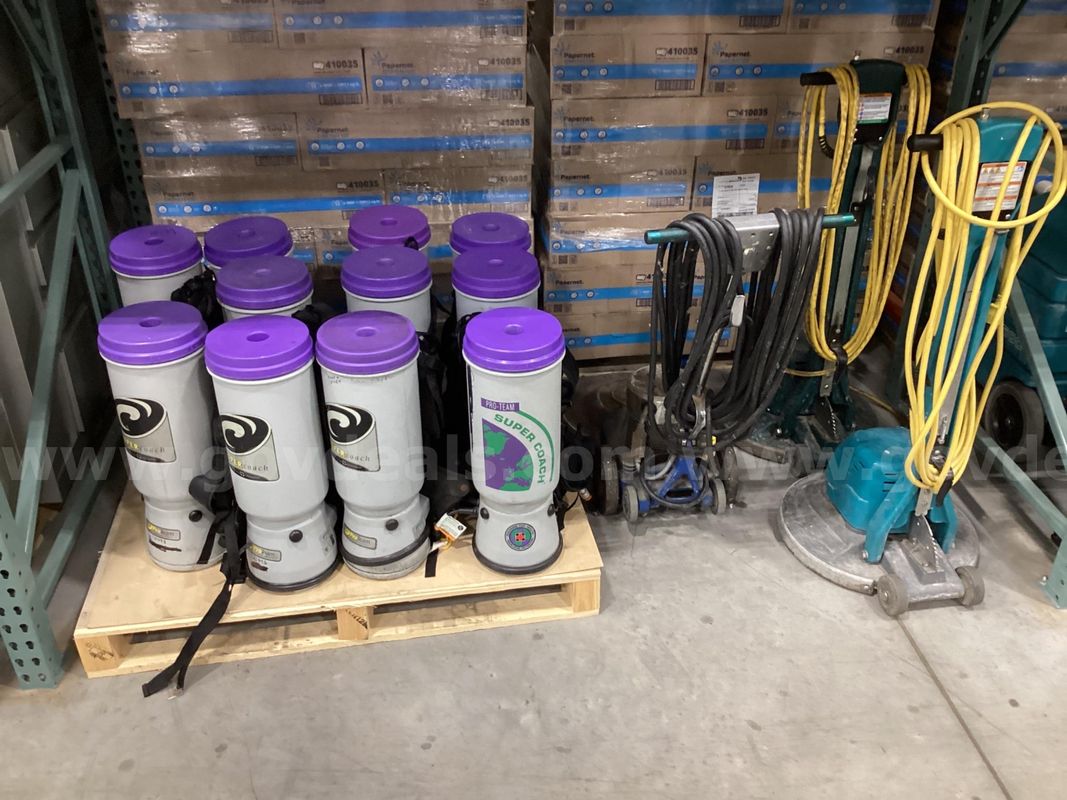 11 backpack vacuums and 3 floor machines