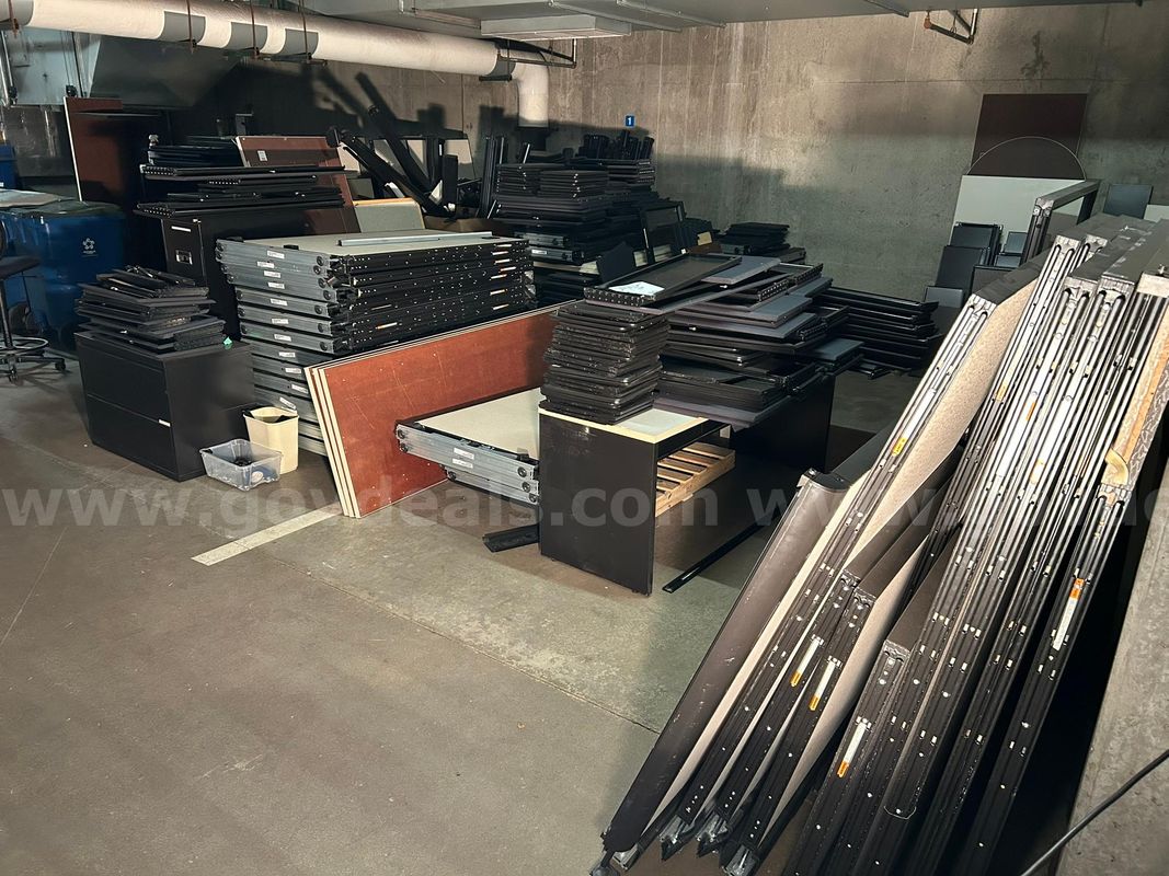 Cubicle panels, work surface, storage bin lot #1