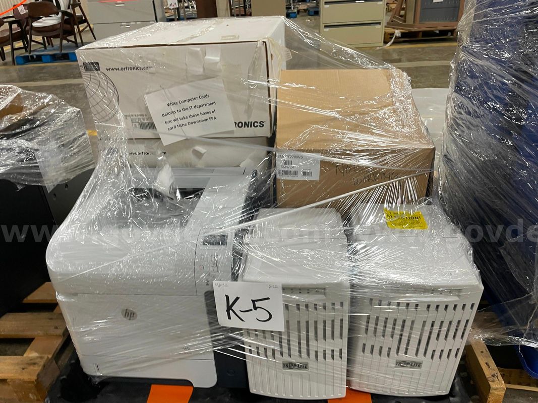 Lot of APC UPS Items, Printer, and Various Cords