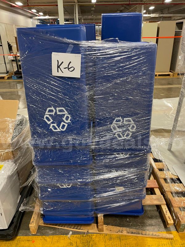 Lot of Blue Recycle Bins