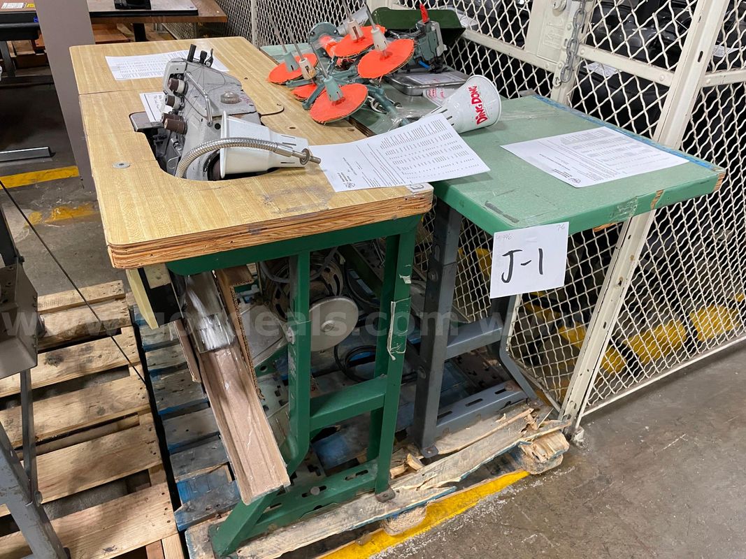Lot of (2) Commercial Sewing Machines with Tables