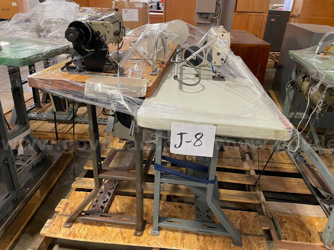 Lot of (2) Commercial Sewing Machines with Tables