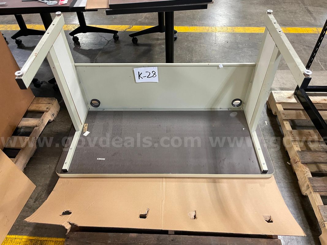 Beige Metal Table, 48in x 24in