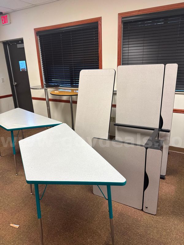 2 trapezoid 2 round 2 5 ft desk 1 2ft desk