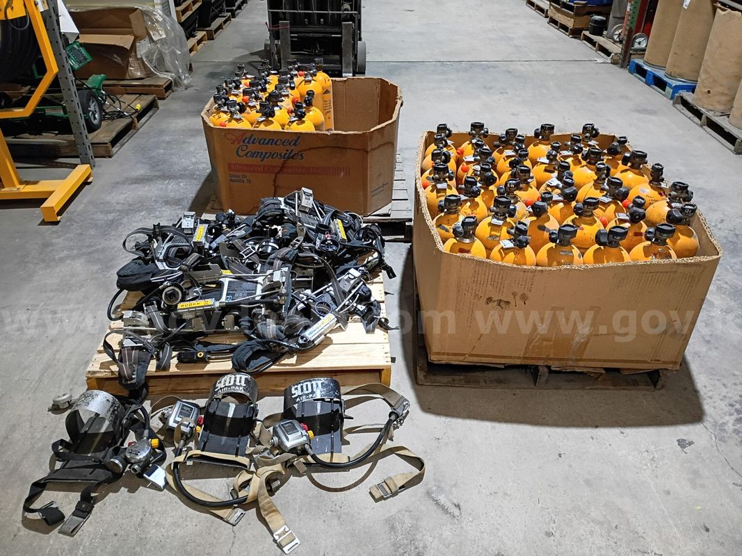 2 Pallet Lot of 3M/Scott SCBA Air Paks & Cylinders
