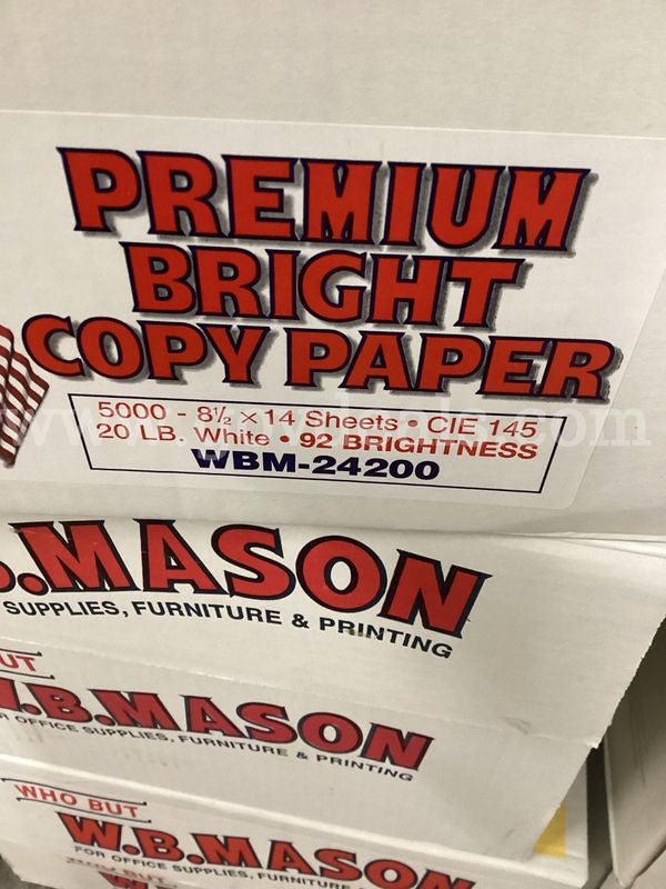 Eight cases of 8 1/2 x 14 copy paper