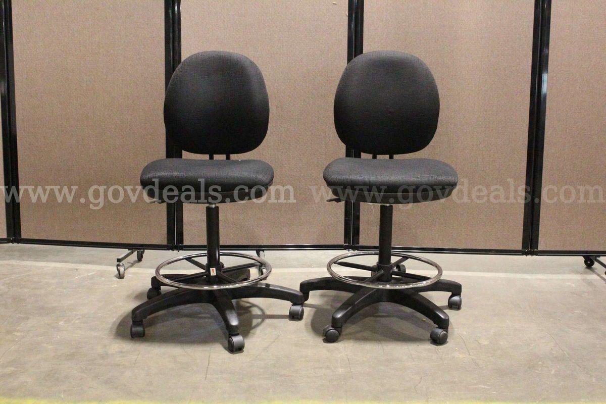 (2) Alera Height-Adjustable Drafting/Stool Office Chairs with Foot Rings