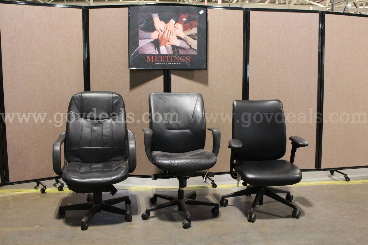 (3) Assorted Executive Office Chairs and (1) Free Framed Wall Art