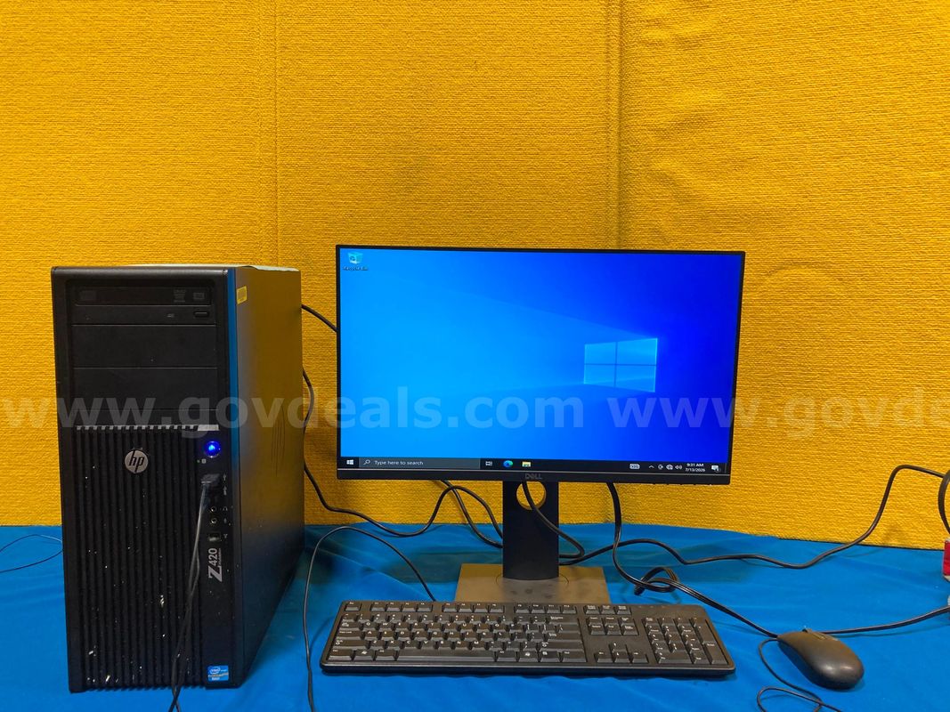 (1) HP Z420 Workstation- Intel Xeon, 6GB RAM, 3TB SSD, OS: Windows 10, (1) Monitor, (1) Keyboard, (1) Mouse [IU042356]