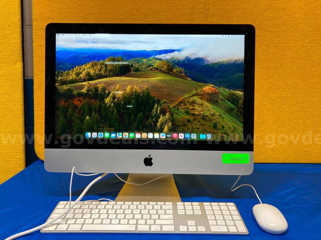 (1) Apple iMac (2019) 21.5 inch- Intel Core i3, 8GB RAM, 250GB SSD, OS: MacOS Sonoma, (1) Keyboard, (1) Mouse