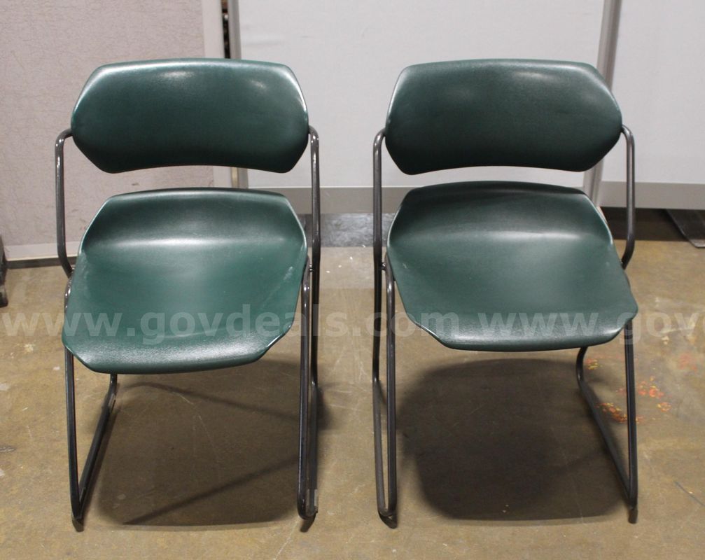 (2) Green Guest/Stacking Chairs