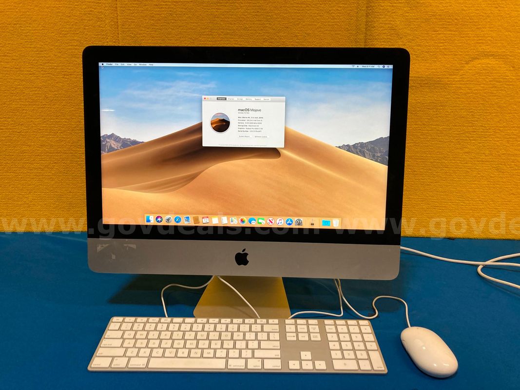 (1) Apple iMac Retina 4k 21.5inch 2019, Intel Core i3, 8GB RAM, 250GB SSD, OS: Mojave 10.14.4 (1) Mouse (1) Keyboard