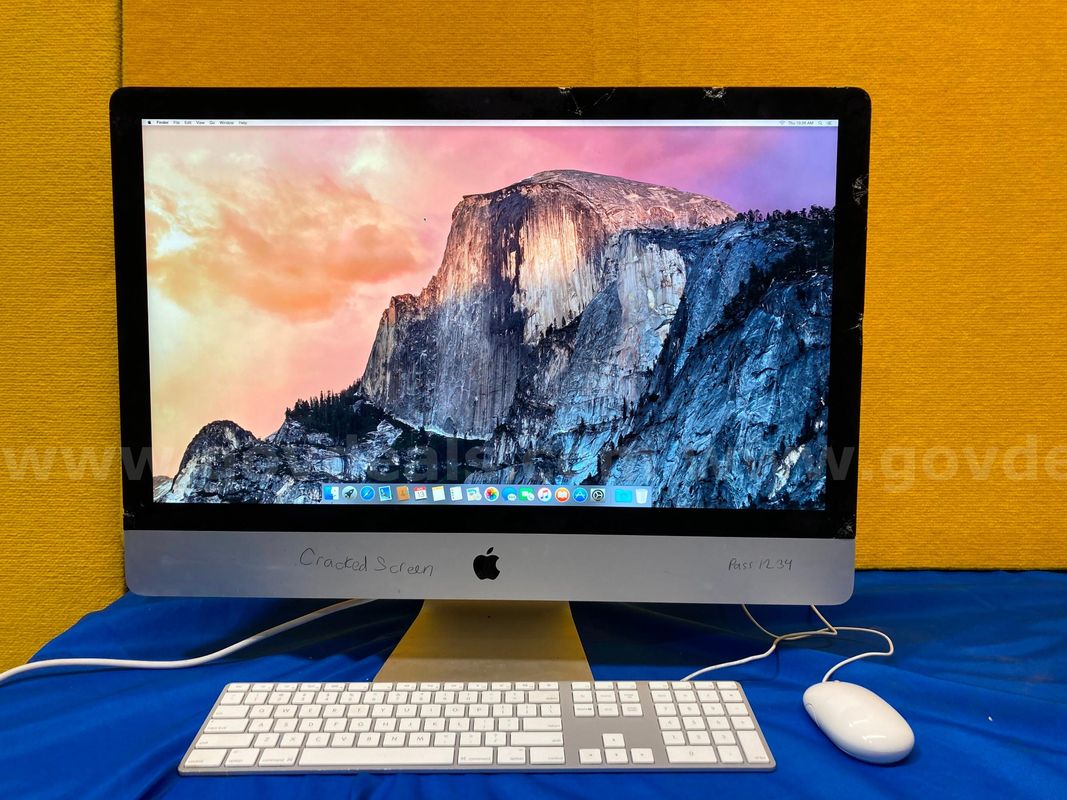 (1) DAMAGED Apple iMac Retina 27-inch, Intel Core i5, 16GB RAM, 1TB SSD, (1) Keyboard (1) Mouse