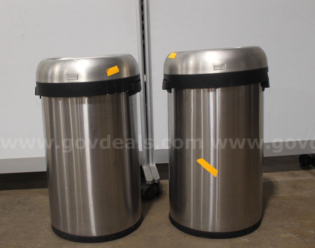 (2) Simplehuman Stainless Steel Open-Top Trash Cans