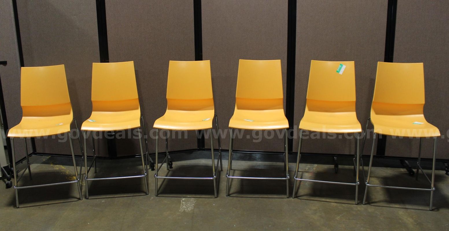 (6) Yellow Bar-Height Stools