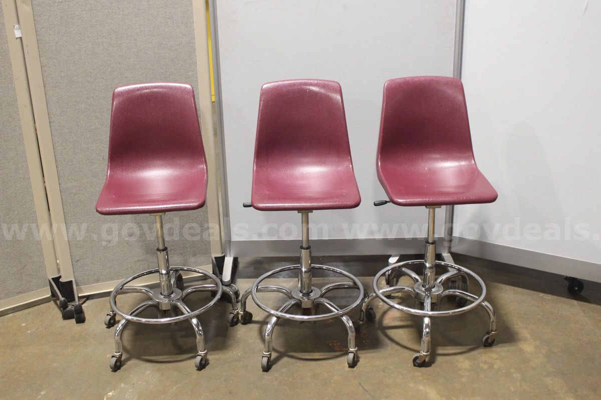 (3) Red Plastic Task Chairs