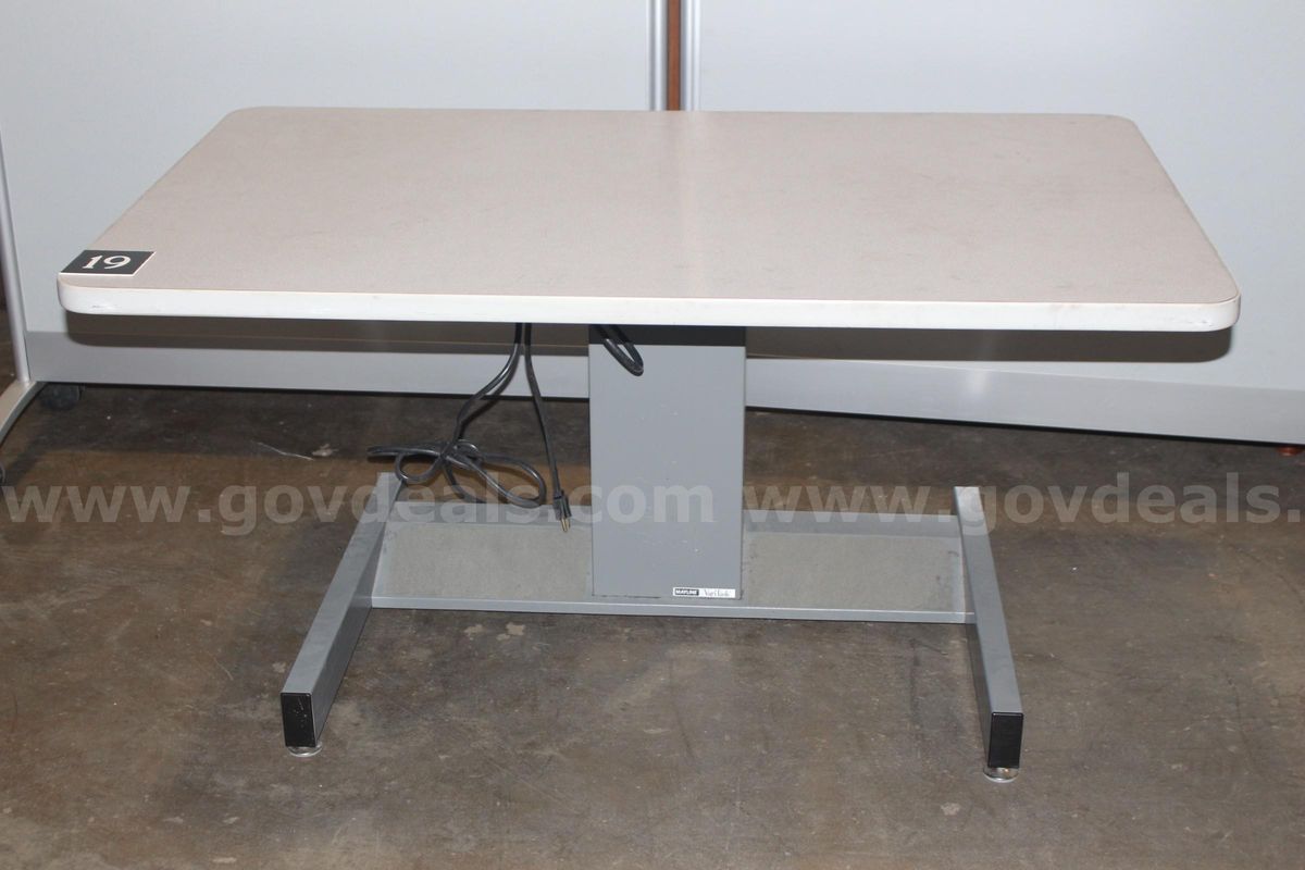 (1) Adjustable Mayline Varitask White Long Table
