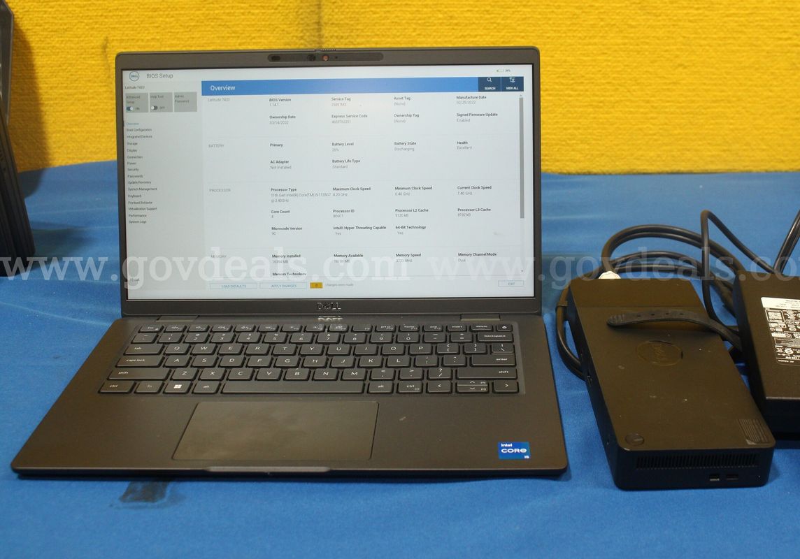 (1) Dell Latitude 7420 14.0 FHD Laptop - Intel i5, 16GB RAM, 256GB SSD, OS: Windows 10 Home, (1) Charger, (1) Dock
