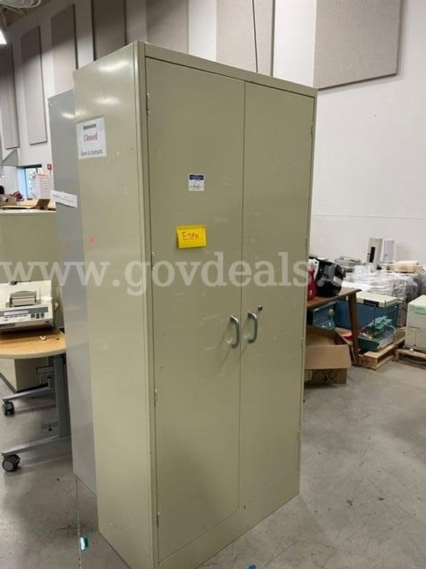 Tall Metal Cabinet with Shelves, Tan