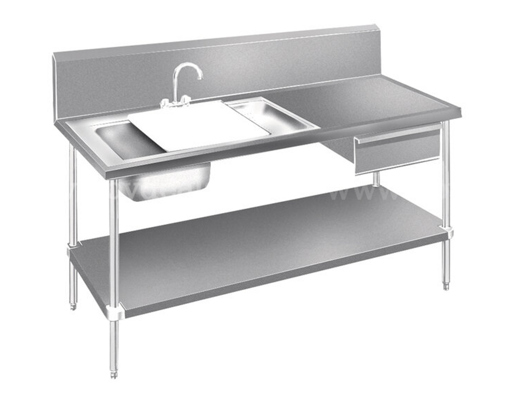 Advance Tabco Stainless Steel Prep Table Sink Unit 72” x 30” - (NEW)