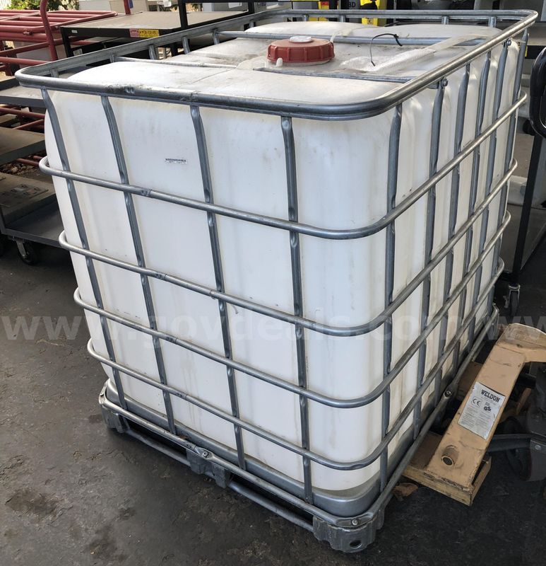 STORAGE CONTAINER: 1,000 GAL. IBC W/ PALLETIZED STEEL FRAME