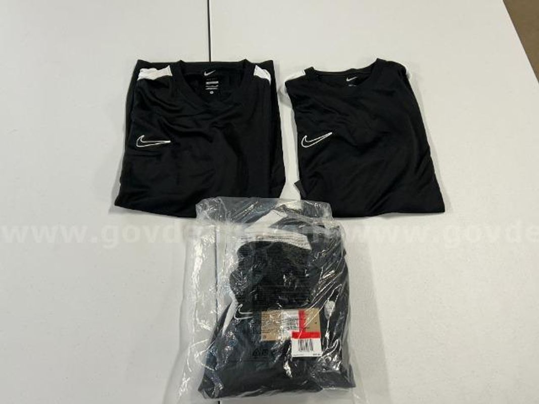 Lot of 3. Nike Dri-Fit Academy Jersey, Black in color, Sizes: L, XL, XXL