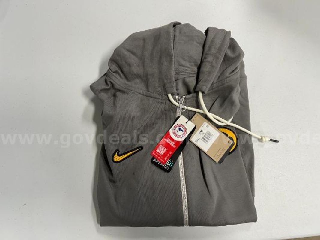Lot of 1, Nike Full Zip hooded Jacket. Grey in color. Size: 3XL