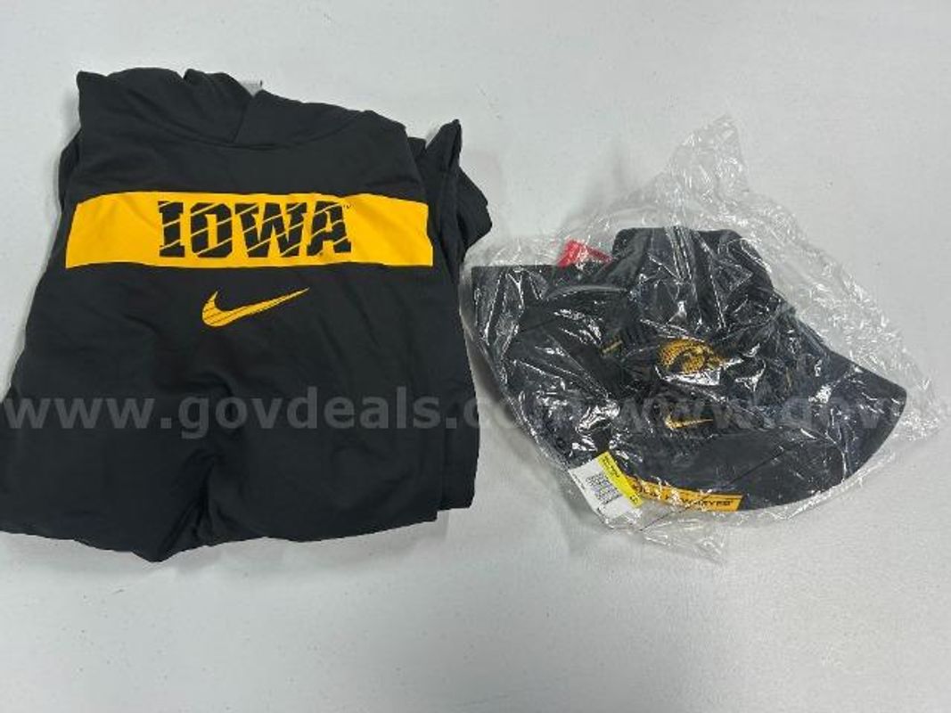 Lot of 2, Nike Long Sleeve hood "U of I" Shirt, Bucket Hat, Black in color.
