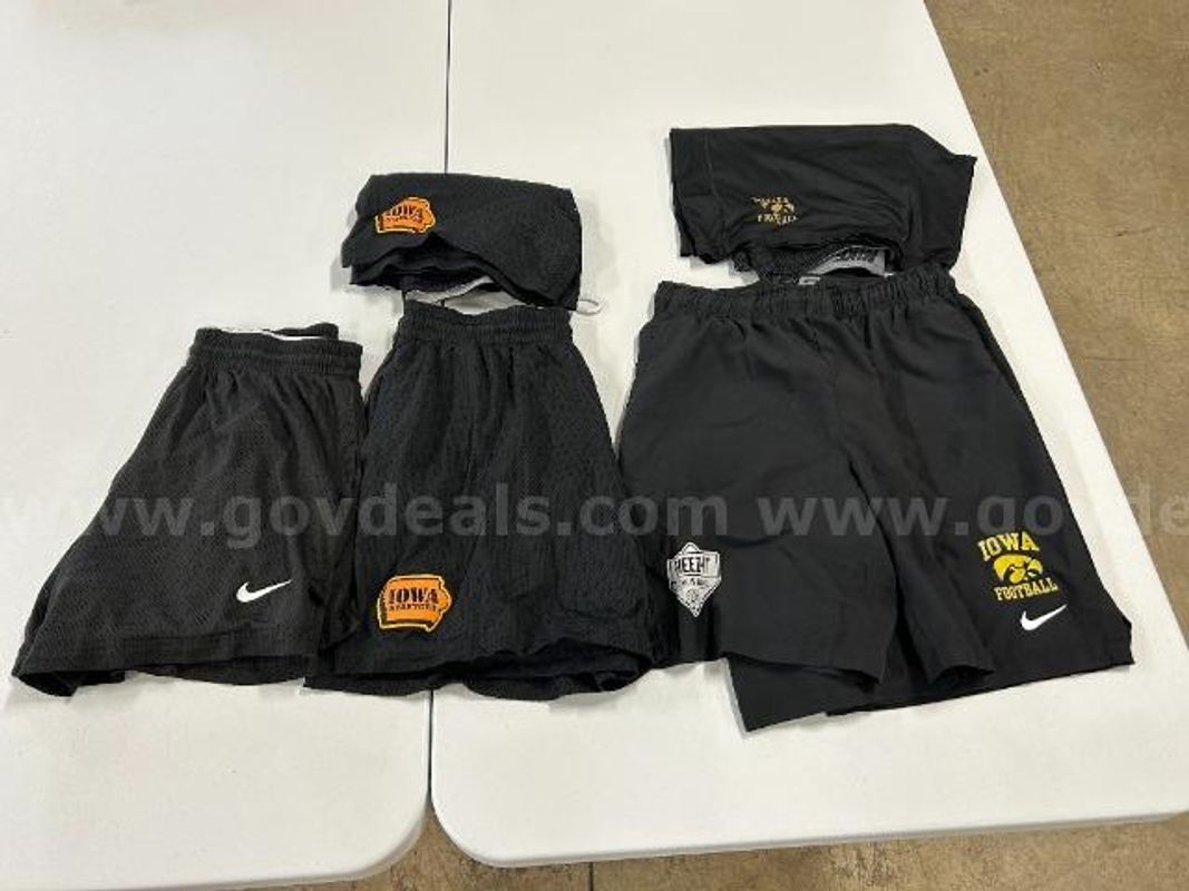 Lot of 6, Nike "U of I" Shorts. Black in color. Various sizes and images