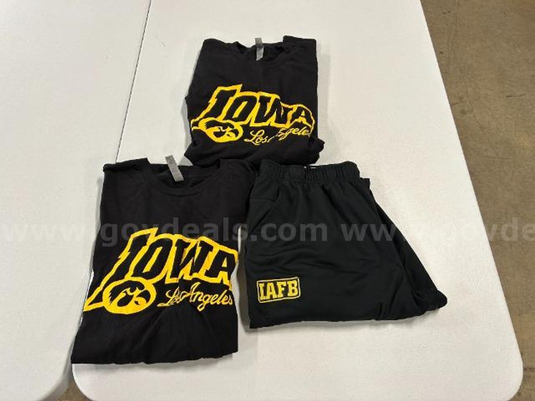 Lot of 3, Nike Sweatpants, Iowa Shirts (2). Black in color size: L, XL,2XL