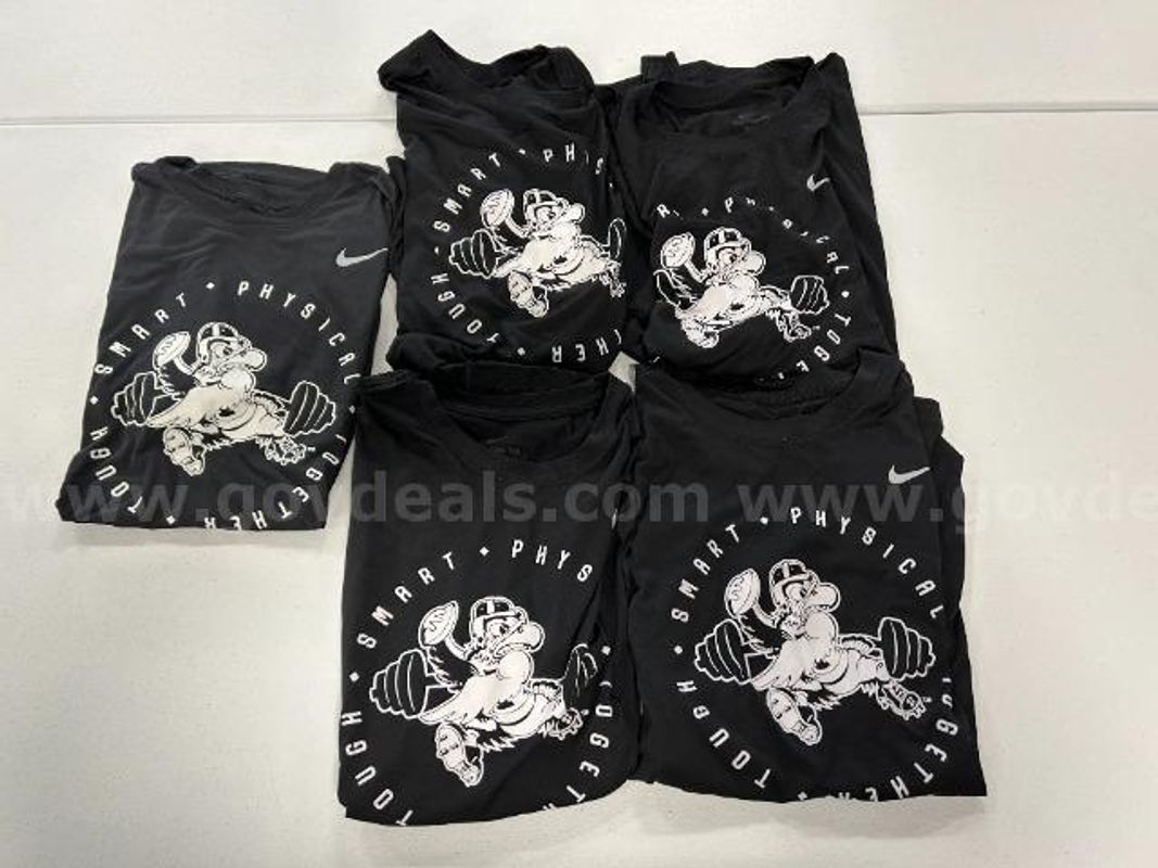 Lot of 5, Nike Short Sleeve Shirts. Black in color. Size: L, XL