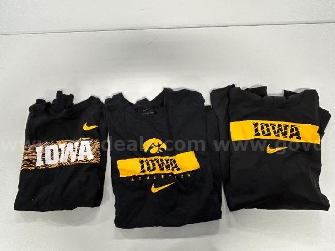 Lot of 3, Nike "U of I" Short/Long Sleeve shirts, Black in color. Size: XXL