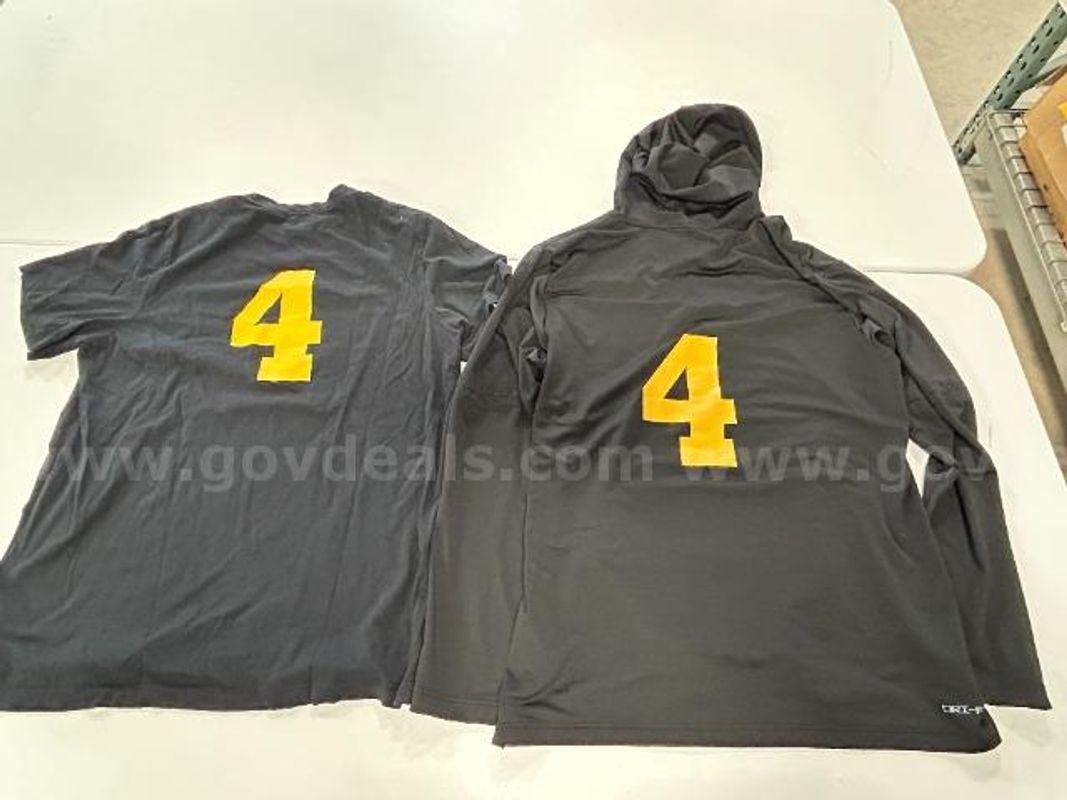 Lot of 4, Nike "U of I" Shirts, Black in color. Size: XL