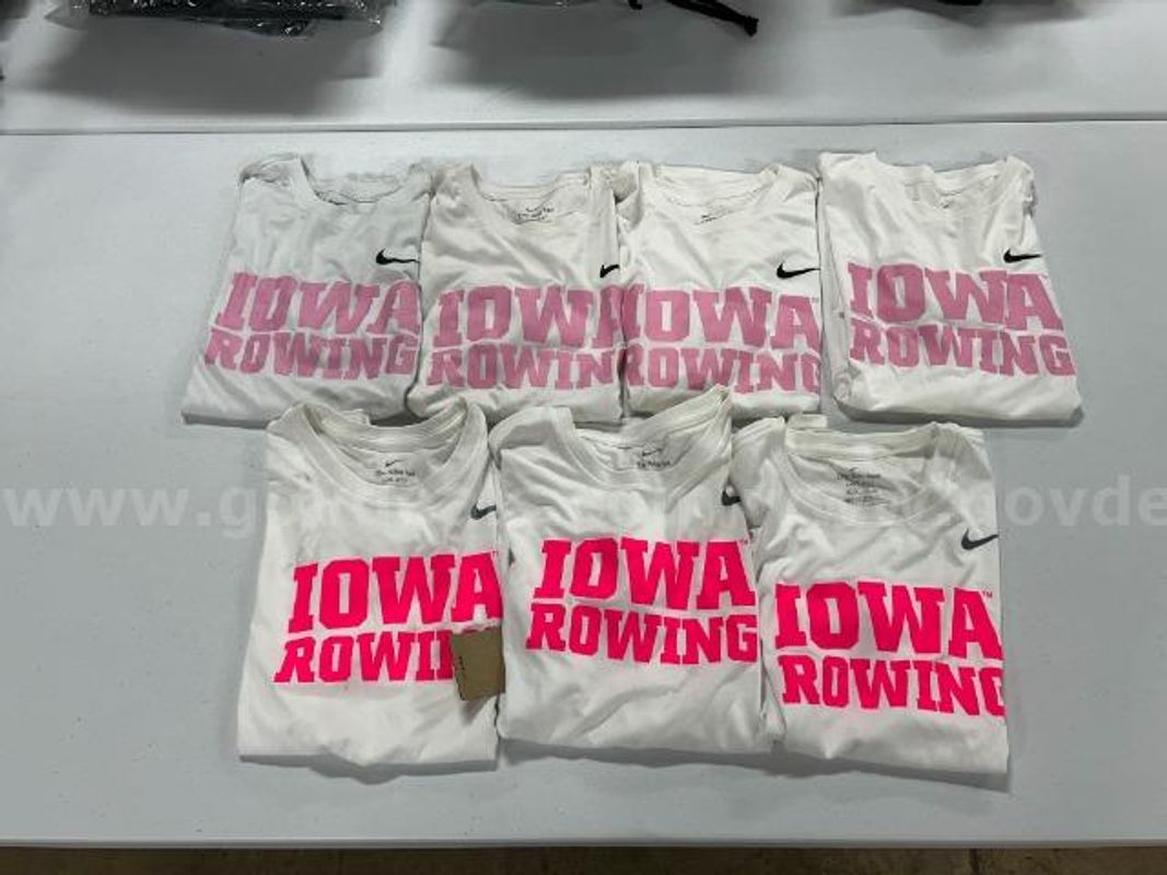 Lot of 7, WMNS Nike "U of I' Rowing Short Sleeve Shirts. White , XS,S,M