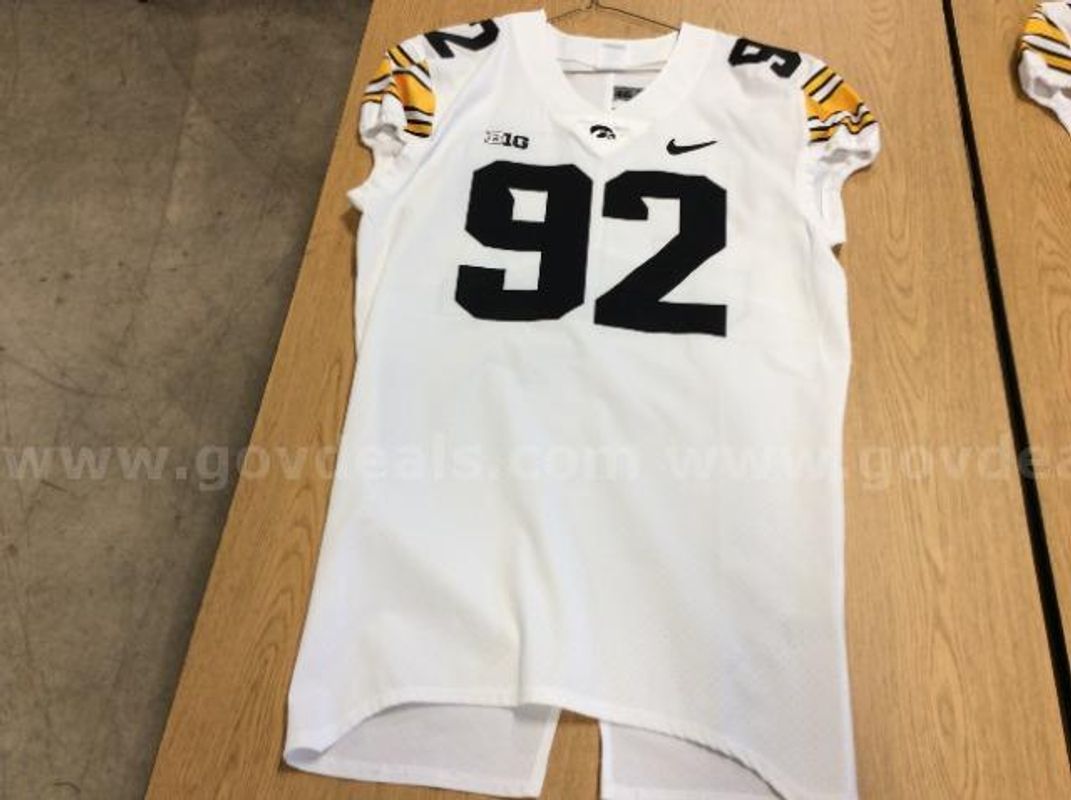 Team Issued Iowa Football Jersey White #92 (North American Bidders Only)