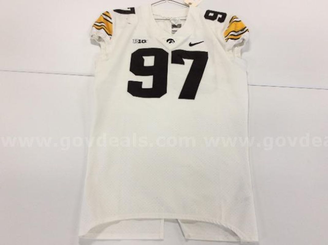 Team Issued Iowa Football Jersey White #97 (North American Bidders Only)
