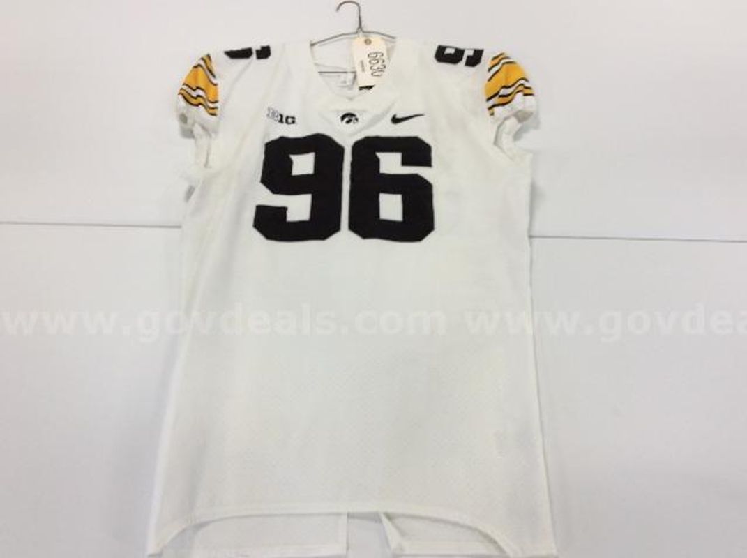 Team Issued Iowa Football Jersey White #96 (North American Bidders Only)