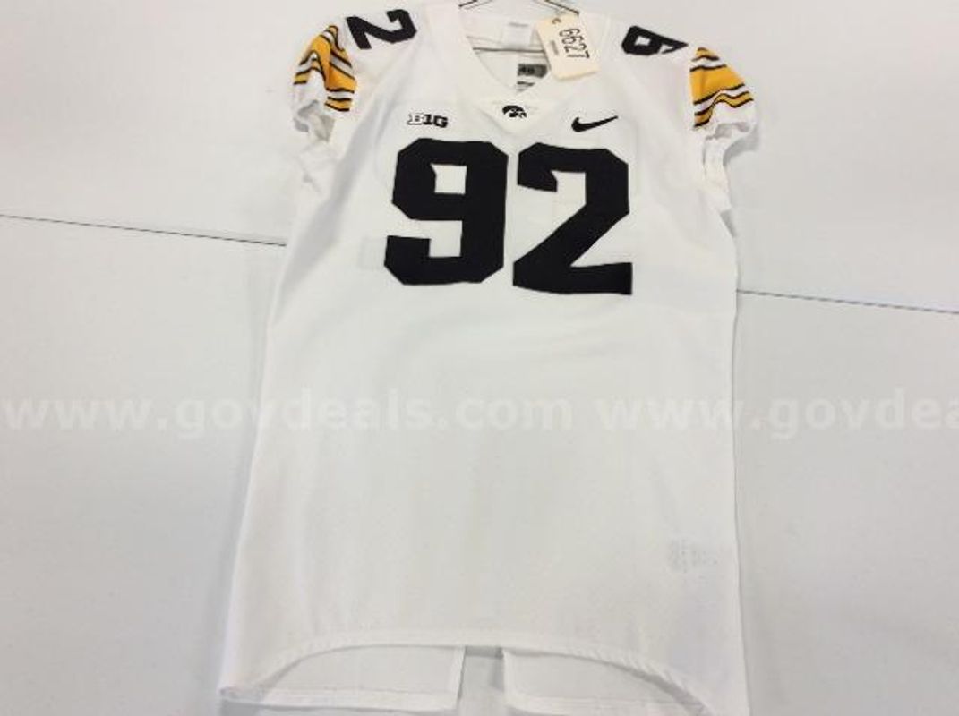 Team Issued Iowa Football Jersey White #92 (North American Bidders Only)