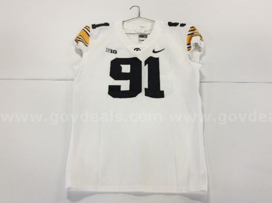 Team Issued Iowa Football Jersey White #91 (North American Bidders Only)