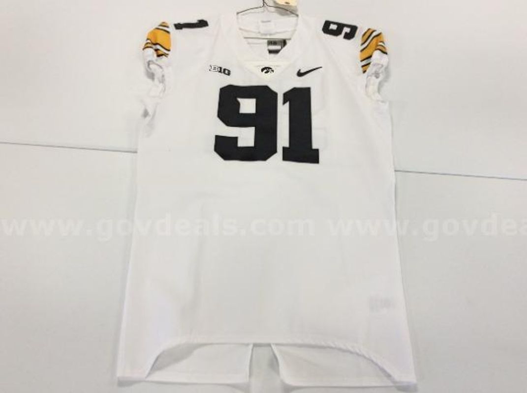 Team Issued Iowa Football Jersey White #91 (North American Bidders Only)