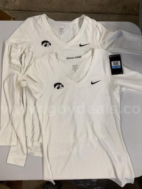Lot of 2 Iowa Nike Pro Women's Long Sleeve V-Neck Compression Training Tops