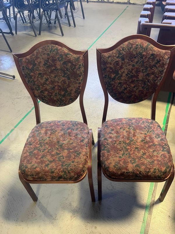 MSU Lot # 9223- Lot of 2 Wooden Floral Chairs