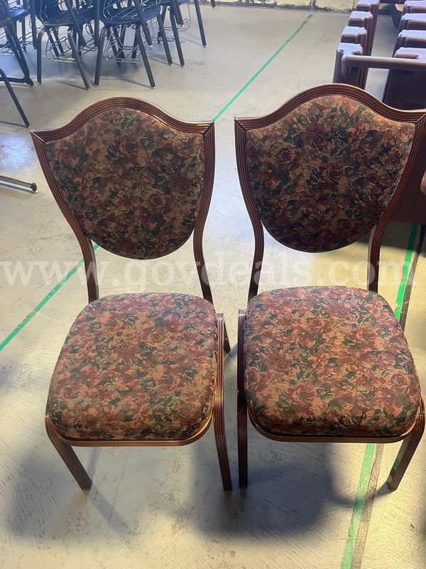 MSU Lot # 9227- Lot of 2 Wooden Floral Chairs