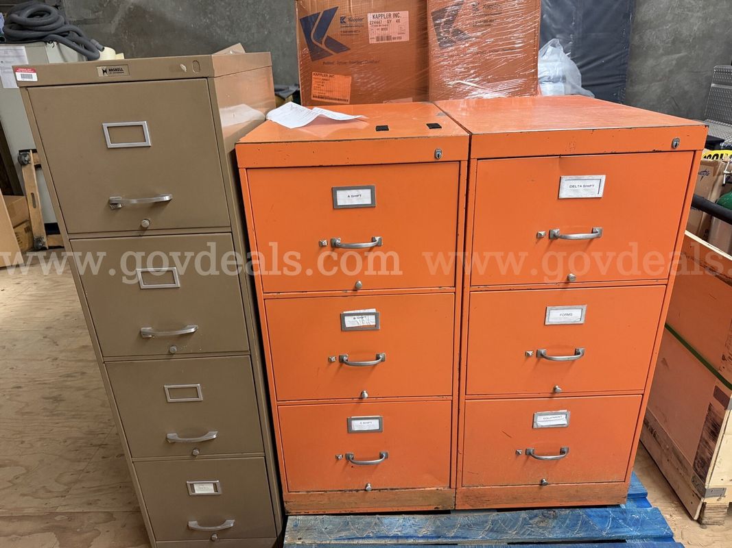 Lot of 3 File Metal Filing Cabinets