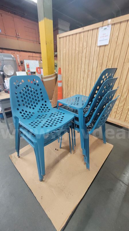 **** Emu Patern Blue Steel Chair By Lot Of 7 **** (I)