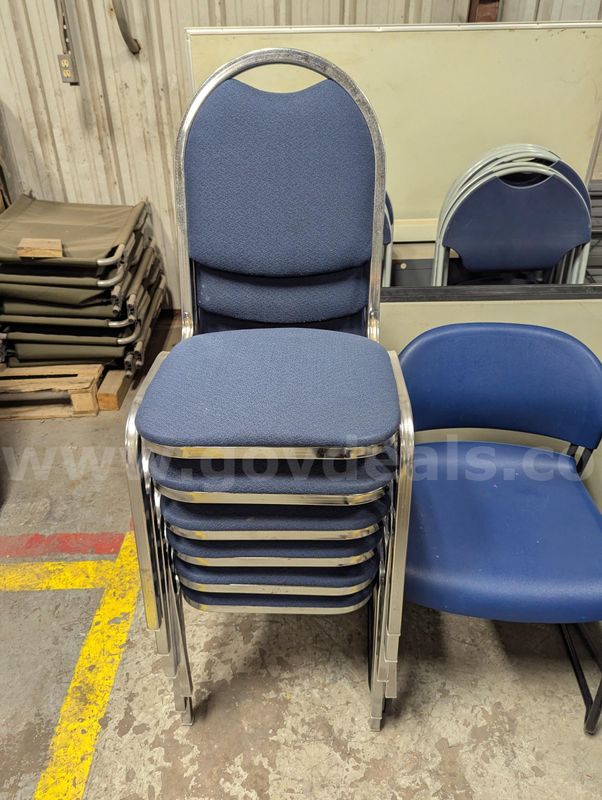 Lot of 13 Blue Chairs with Metal Frames