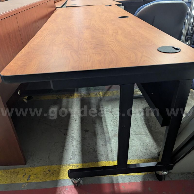 Used wood‑grain training/office desk with cable management ports