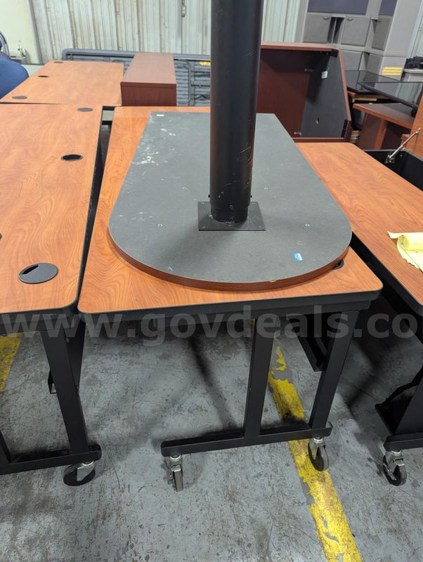 Used wood‑grain training/office desk with cable management ports