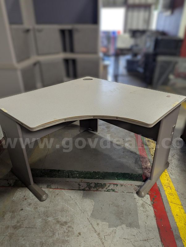 Lot of 2 Used corner workstation desk with upper storage units