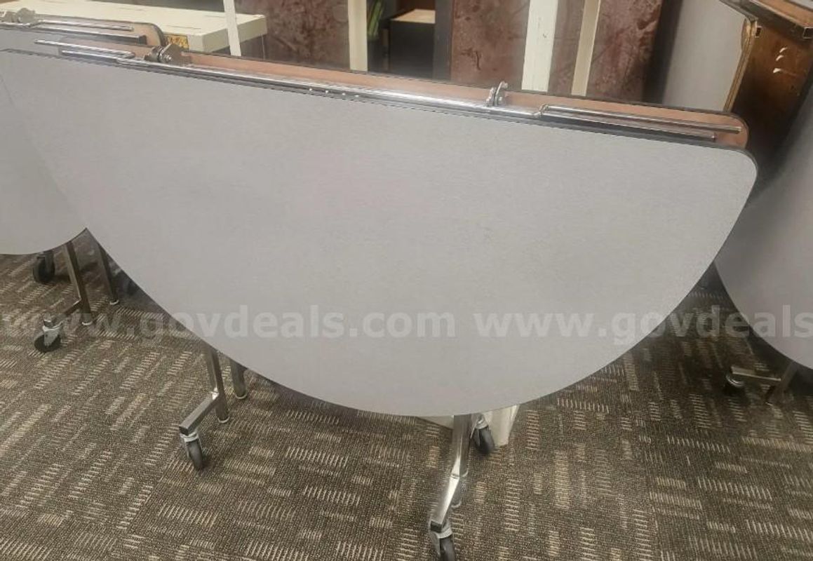 Mobile Round Folding Cafeteria Table on casters 1 each 30" round